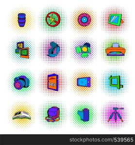 Photography set icons in pop-art style on a white background . Photography set icons, pop-art style