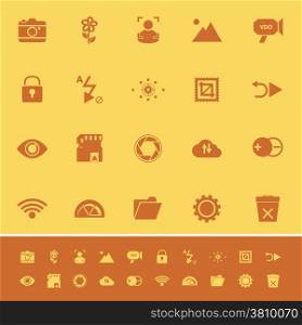 Photography sign color icons on orange background, stock vector
