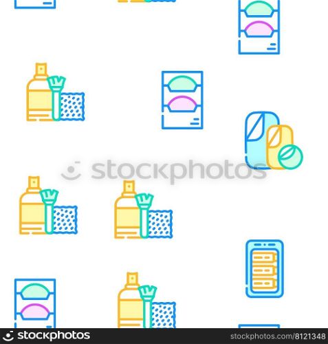 Photography Tool And Accessory Vector Seamless Pattern Color Line Illustration. Photography Tool And Accessory Icons Set Vector