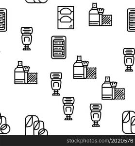 Photography Tool And Accessory Vector Seamless Pattern Thin Line Illustration. Photography Tool And Accessory Vector Seamless Pattern