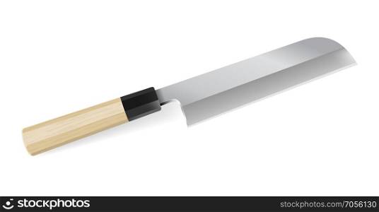 Photorealistic chef knife. Vector illustration of photorealistic chef knife on white background