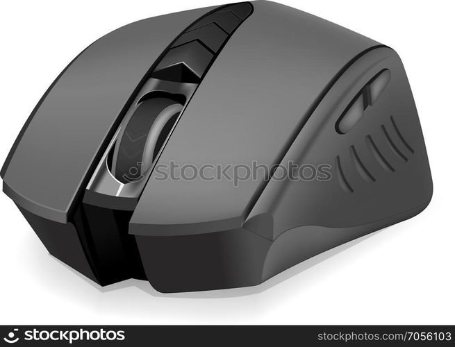 Photorealistic computer mouse. Black photorealistic computer mouse on white background