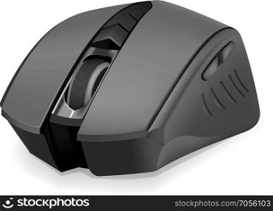 Photorealistic computer mouse. Black photorealistic computer mouse on white background