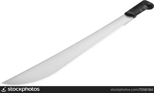 Photorealistic machete with black handle. Photorealistic machete with black handle on white background