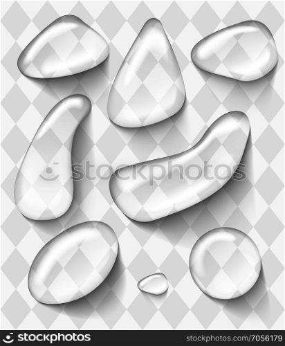Photorealistic water drops. Photorealistic vector water drops on white background