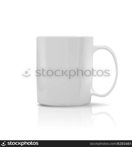 Photorealistic white cup on white background. Vector illustration