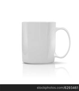 Photorealistic white cup on white background. Vector illustration