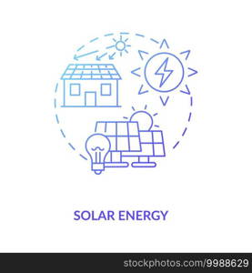 Photovoltaic systems generate electricity concept icon. Energy from sun in radiation and light idea thin line illustration. Control climate and weather. Vector isolated outline RGB color drawing. Photovoltaic systems generate electricity concept icon