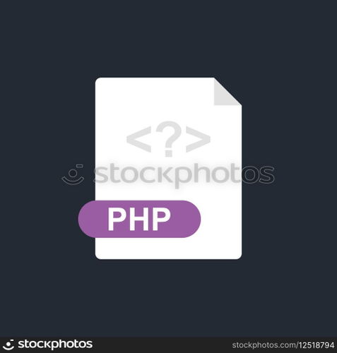Php file icon. Hypertext Preprocessor. Programming language. Vector