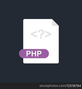 Php file icon. Hypertext Preprocessor. Programming language. Vector