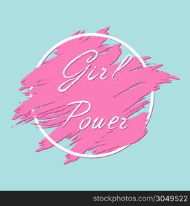 Phrase girl power for banner, poster or t-shirt. The third wave of feminism. Isolated on a white background.