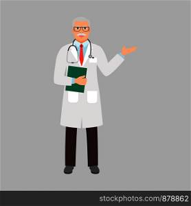 Physiatrist medical specialist isolated vector illustration on grey background. Physiatrist medical specialist