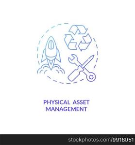 Physical asset management concept icon. Asset management type idea thin line illustration. Fixed and non-current capital. Economic, exchange value item. Vector isolated outline RGB color drawing. Physical asset management concept icon