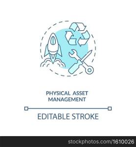 Physical asset management concept icon. Asset management type idea thin line illustration. Systemised approach. Fixed, non-current capital. Vector isolated outline RGB color drawing. Editable stroke. Physical asset management concept icon