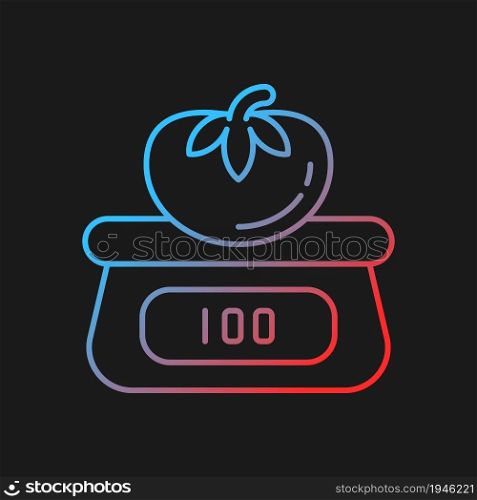 Physical testing gradient vector icon for dark theme. Visual appearance analysis. Product weighing and measuring. Thin line color symbol. Modern style pictogram. Vector isolated outline drawing. Physical testing gradient vector icon for dark theme