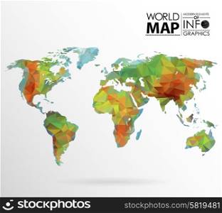 Physical World map background in polygonal style. Modern elements of info graphics. World Map. World map background in polygon