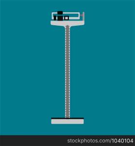 Physician scale vector icon care. Doctor medical diet active exercise fit. Cartoon hospital equipment weight measurement