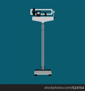 Physician scale vector icon care. Doctor medical diet active exercise fit. Cartoon hospital equipment weight measurement