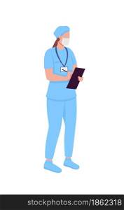 Physician semi flat color vector character. Standing figure. Full body person on white. Healthcare worker isolated modern cartoon style illustration for graphic design and animation. Physician semi flat color vector character
