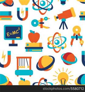 Physics equipment laboratory and education elements seamless background vector illustration