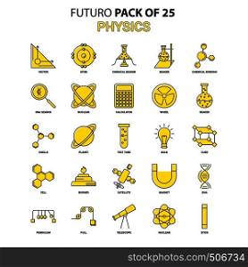Physics Icon Set. Yellow Futuro Latest Design icon Pack