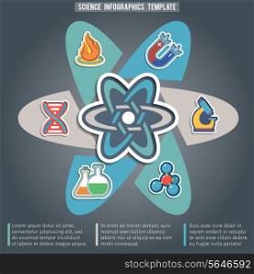 Physics science infographic template with laboratory equipment education stickers vector illustration