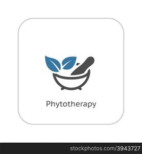 Phytotherapy Icon. Flat Design.. Phytotherapy Icon with Leaves. Flat Design. Isolated.