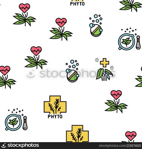 Phytotherapy Treat Vector Seamless Pattern Thin Line Illustration. Phytotherapy Treat Vector Seamless Pattern