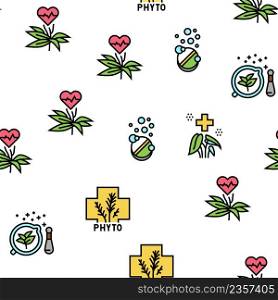 Phytotherapy Treat Vector Seamless Pattern Thin Line Illustration. Phytotherapy Treat Vector Seamless Pattern