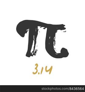Pi symbol hand drawn icon, Grunge calligraphic mathematical sign, vector illustration.. Pi symbol hand drawn icon, Grunge calligraphic mathematical sign, vector illustration
