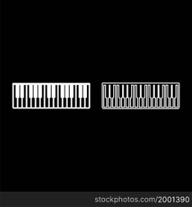 Pianino music keys ivory synthesizer icon white color vector illustration flat style simple image set. Pianino music keys ivory synthesizer icon white color vector illustration flat style image set