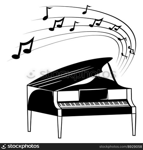 Piano and music notes vector image