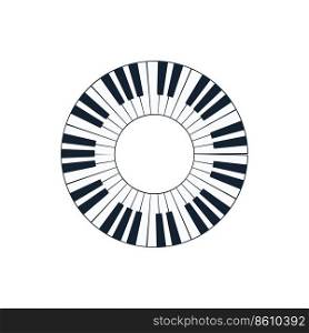 Piano circle keyboard icon. Flat color design. Vector illustration.