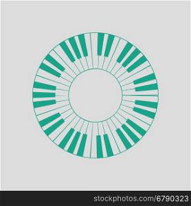 Piano circle keyboard icon. Gray background with green. Vector illustration.