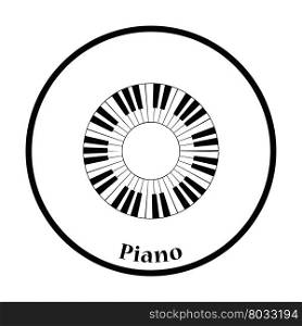 Piano circle keyboard icon. Thin circle design. Vector illustration.