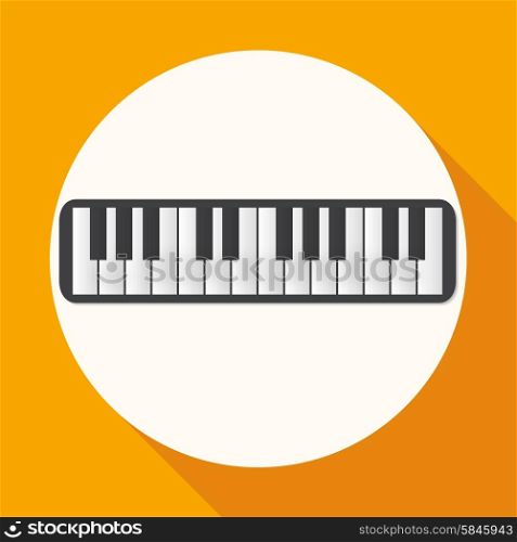 Piano Icon on white circle with a long shadow