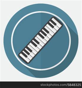 Piano Icon on white circle with a long shadow