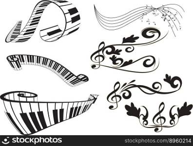 Piano key board and key notes vector image