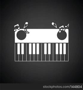 Piano keyboard icon. Black background with white. Vector illustration.
