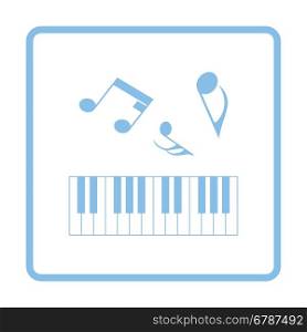 Piano keyboard icon. Blue frame design. Vector illustration.