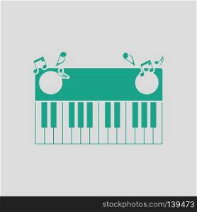 Piano keyboard icon. Gray background with green. Vector illustration.