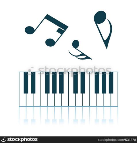 Piano Keyboard Icon. Shadow Reflection Design. Vector Illustration.