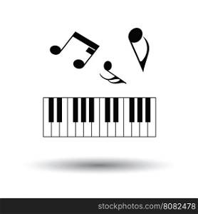 Piano keyboard icon. White background with shadow design. Vector illustration.