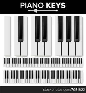 Piano Keyboard Vector. Realistic Isolated Illustration. Musical Piano Key Top View. Keyboard Pad. Piano Keyboards Vector. Isolated Illustration. Top View Keyboard Pad