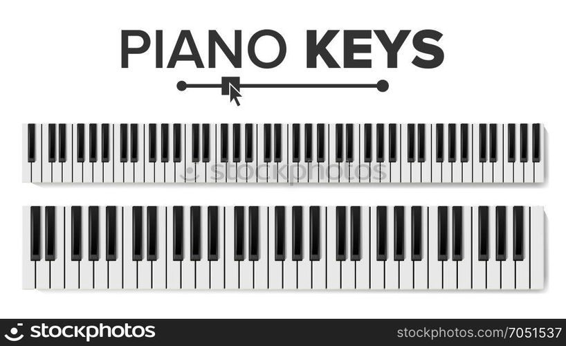 Piano Keyboards Vector. Isolated Illustration. Top View Keyboard Pad