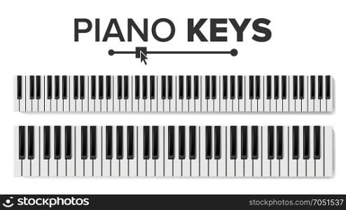 Piano Keyboards Vector. Isolated Illustration. Top View Keyboard Pad. Piano Keyboard Vector. Realistic Isolated Illustration. Musical Piano Key Top View. Keyboard Pad