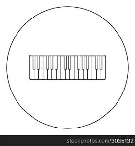 Piano keys icon outline black color in circle vector illustration