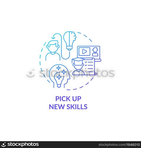 Pick up new skills blue gradient concept icon. Upskill corporate employee. Professional development. Career advancement abstract idea thin line illustration. Vector isolated outline color drawing. Pick up new skills blue gradient concept icon