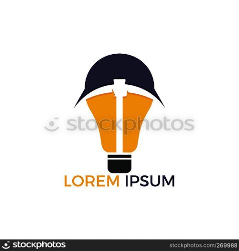 Pickaxe and Light bulb mining logo design. Mining industry logo design template.