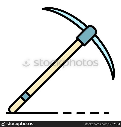 Pickaxe icon. Outline pickaxe vector icon color flat isolated. Pickaxe icon color outline vector